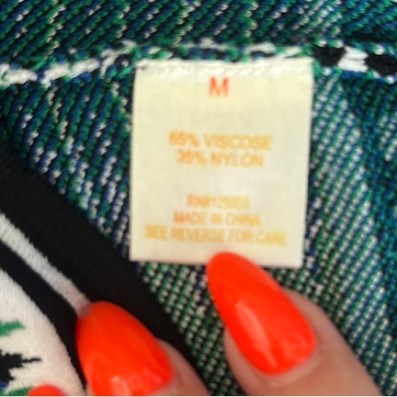 Torn by Ronny Kobo Blue Black Graphic stretch knit halter style Tank Top - Picture 3 of 8